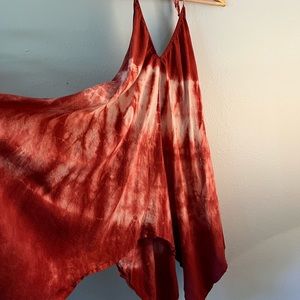 Red Tye Dye Halter Bohemian Dress